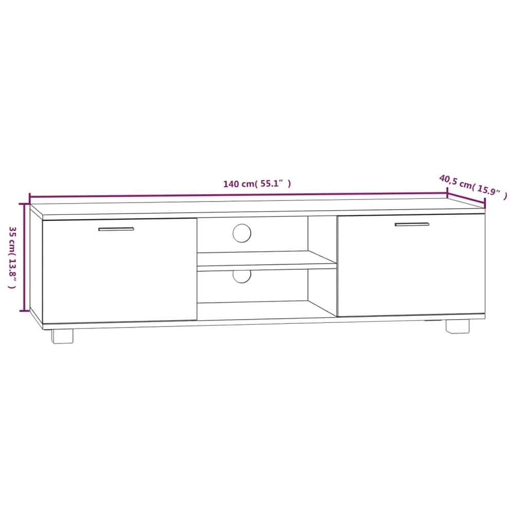 Banning 140cm Wooden TV Stand With 2 Doors In Grey Sonoma
