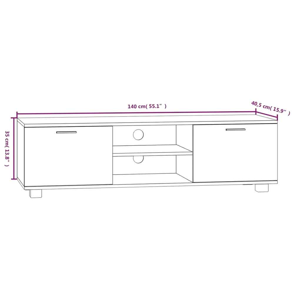 Banning 140cm Wooden TV Stand With 2 Doors In Smoked Oak