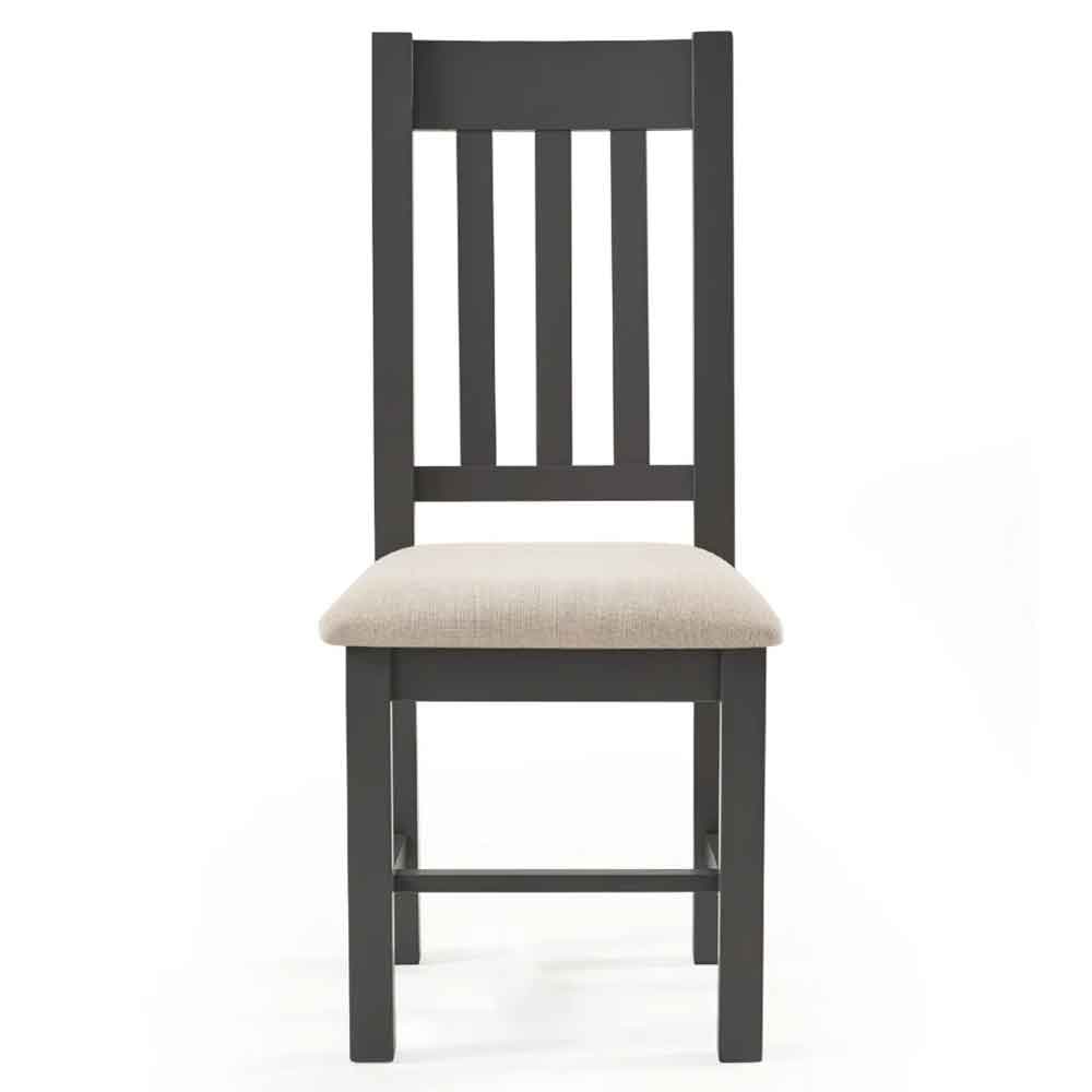 Baqia Dark Grey Wooden Dining Chairs with Fabric Seat in Pair