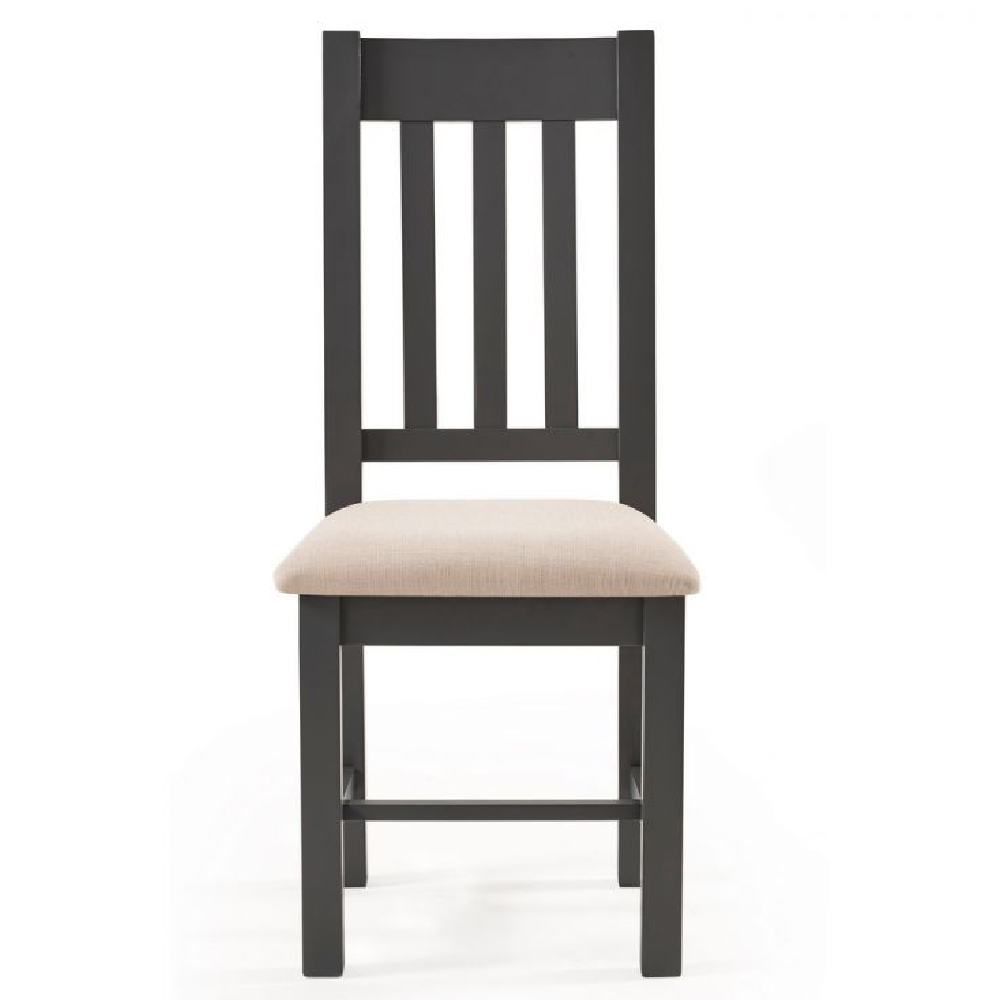 Baqia Dark Grey Wooden Dining Chairs In Pair
