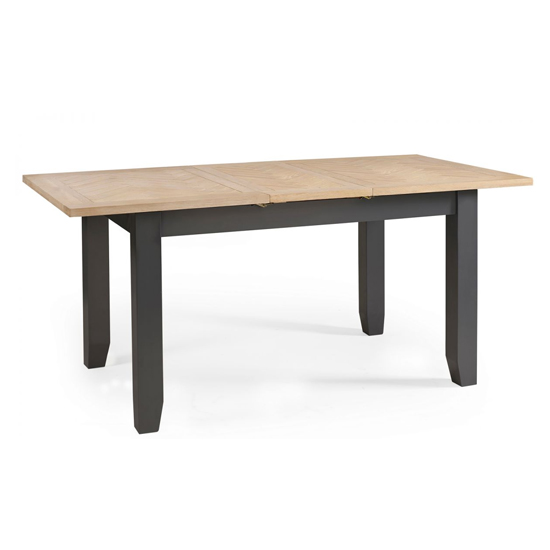 Baqia Extending Wooden Dining Table With 6 Chairs In Dark Grey