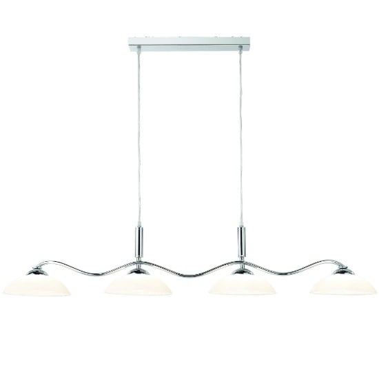 Read more about 4 light bar pendant in chrome with frosted glass shades