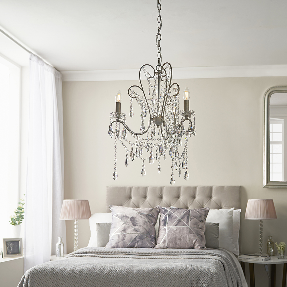 Baraboo 3 Light Glass Pendant Ceiling Light In Aged Silver