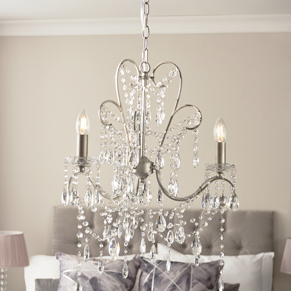 Baraboo 3 Light Glass Pendant Ceiling Light In Aged Silver