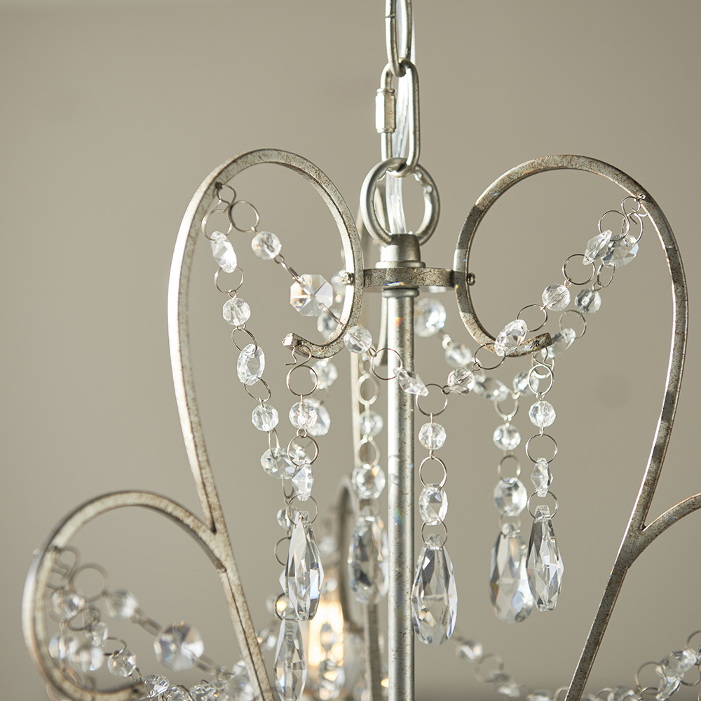 Baraboo 3 Light Glass Pendant Ceiling Light In Aged Silver
