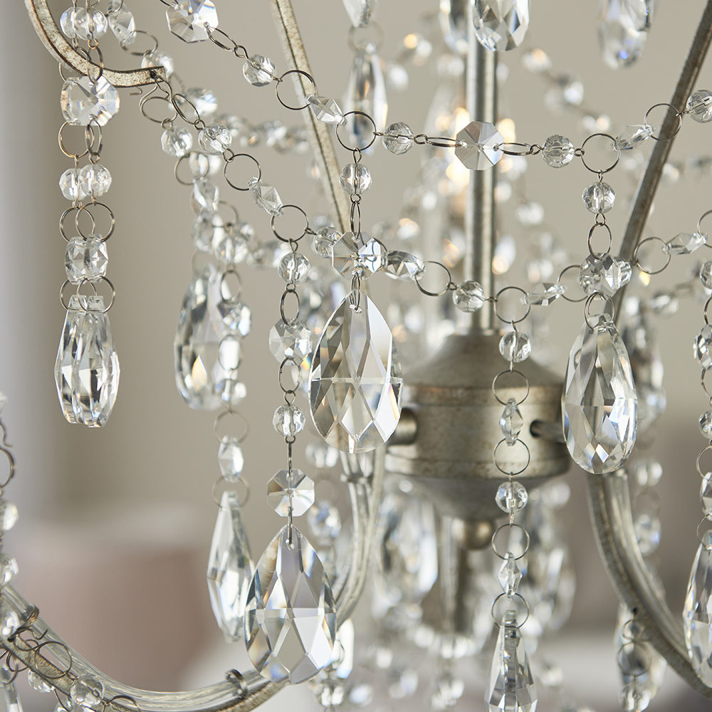 Baraboo 3 Light Glass Pendant Ceiling Light In Aged Silver