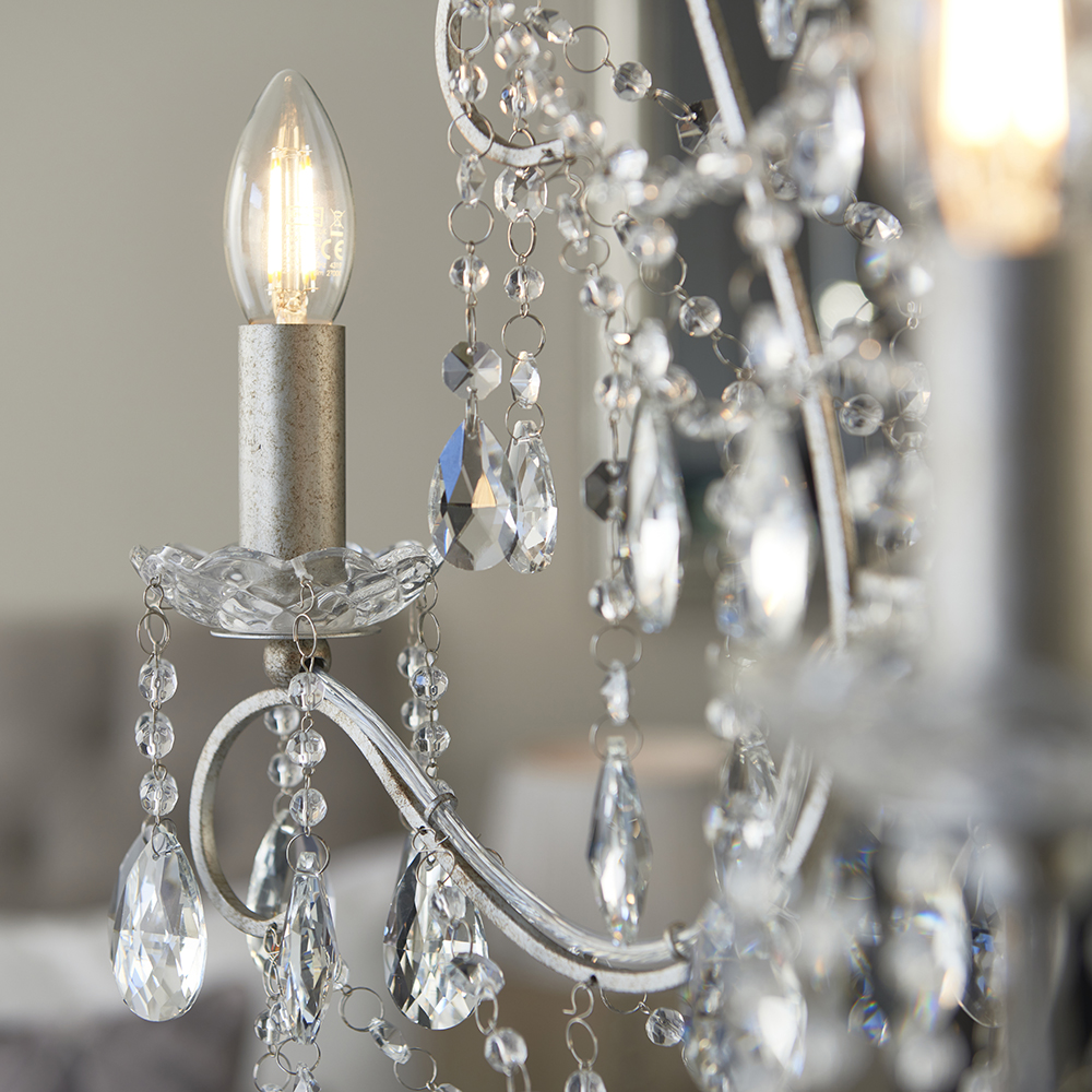 Baraboo 3 Light Glass Pendant Ceiling Light In Aged Silver