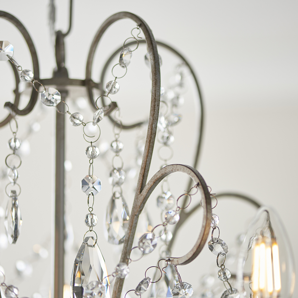 Baraboo 5 Light Glass Pendant Ceiling Light In Aged Silver
