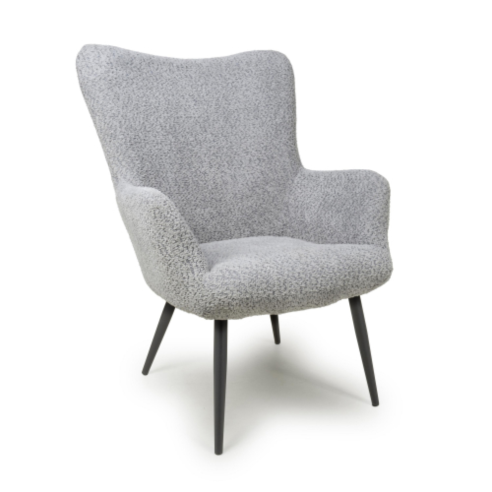 Baraboo Chenille Fabric Armchair With Black Legs In Grey