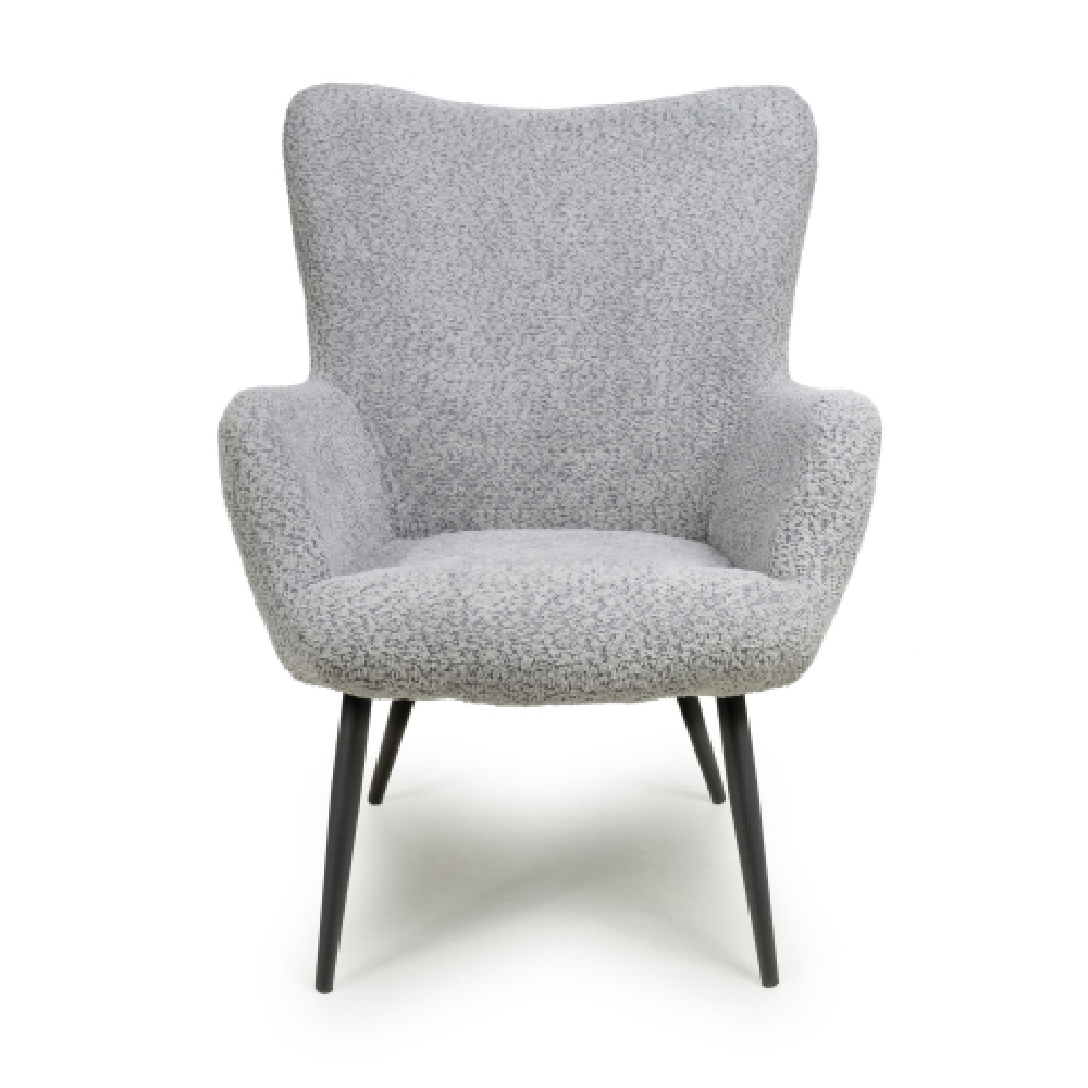 Baraboo Chenille Fabric Armchair With Black Legs In Grey
