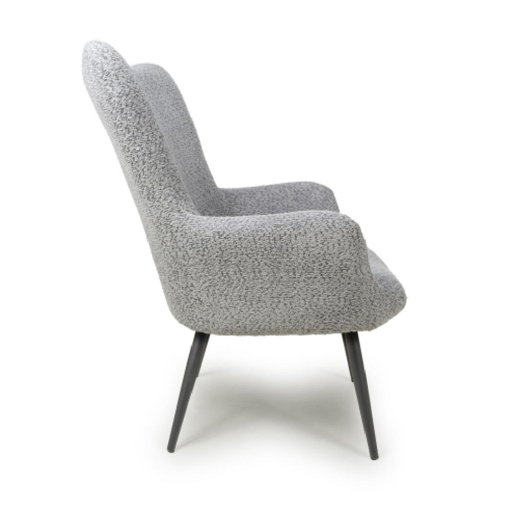 Baraboo Chenille Fabric Armchair With Black Legs In Grey