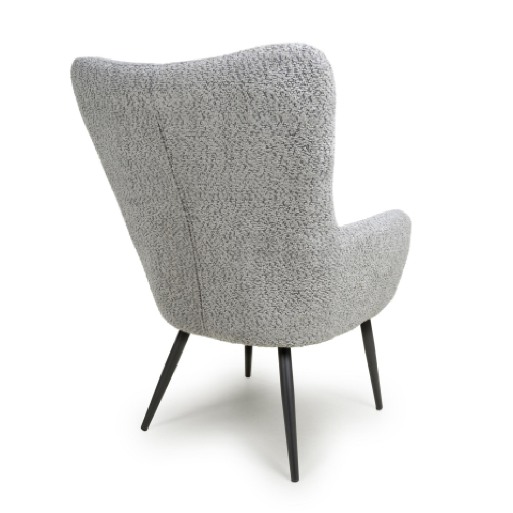 Baraboo Chenille Fabric Armchair With Black Legs In Grey
