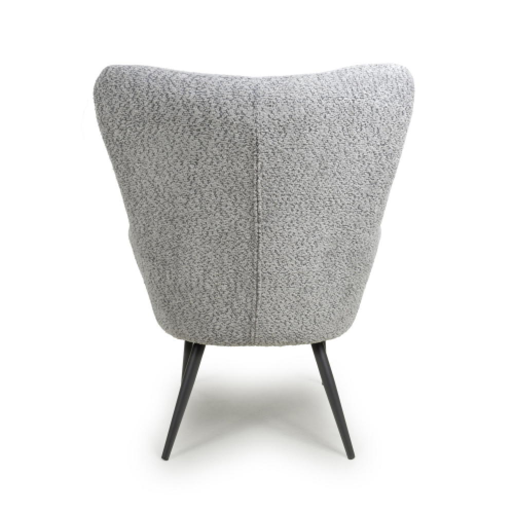 Baraboo Chenille Fabric Armchair With Black Legs In Grey
