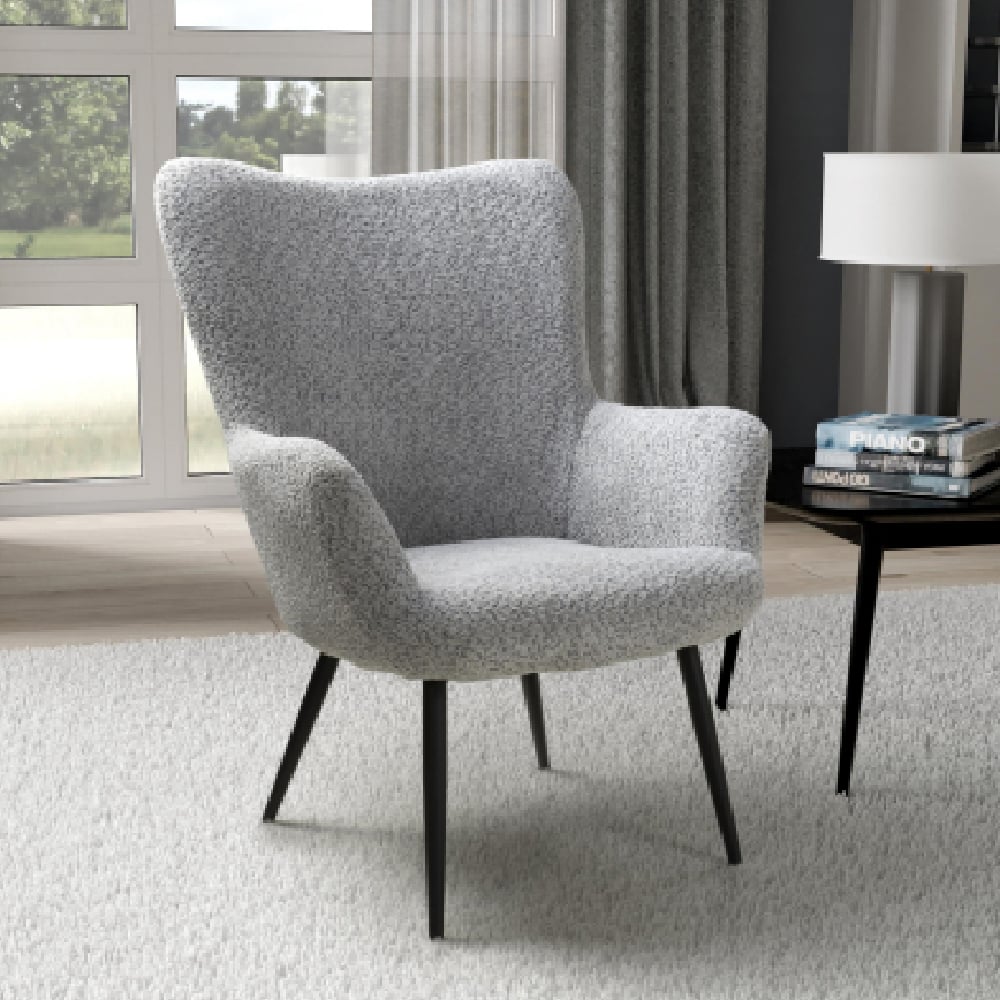Read more about Baraboo chenille fabric armchair with black legs in grey