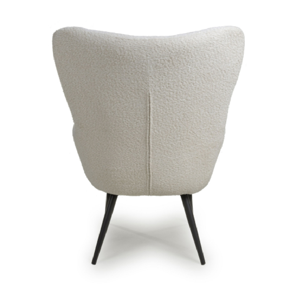 Baraboo Chenille Fabric Armchair With Black Legs In White