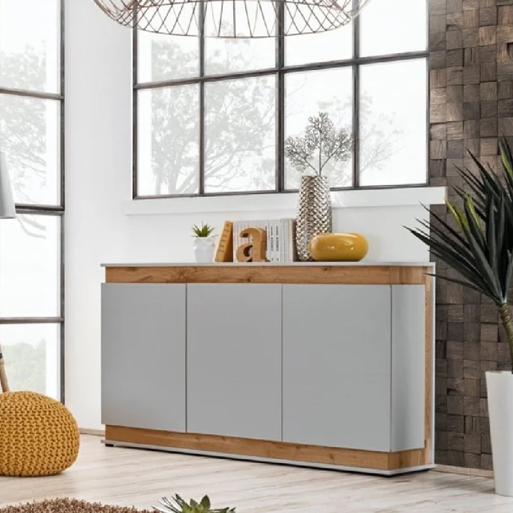 Read more about Baraboo wooden sideboard with 3 doors in grey and oak