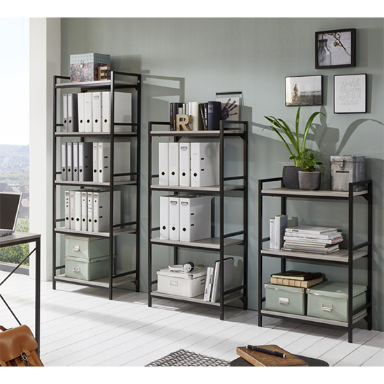Barbara Wooden 5 Tier Shelving Unit In Concrete Effect Furniture in