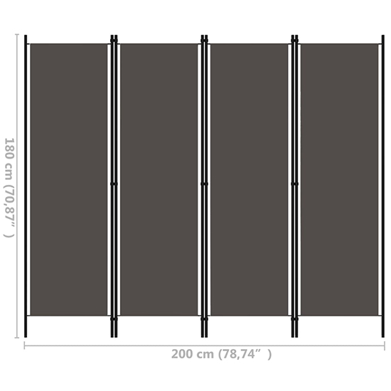 Barbel Fabric 4 Panels 200cm x 180cm Room Divider In Anthracite_6