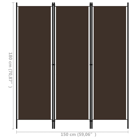 Barbel Fabric 3 Panels 150cm x 180cm Room Divider In Brown_6