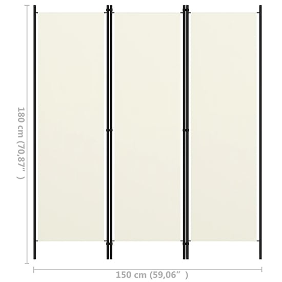 Barbel Fabric 3 Panels 150cm x 180cm Room Divider In White_6