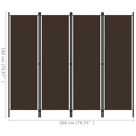 Barbel Fabric 4 Panels 200cm x 180cm Room Divider In Brown_6