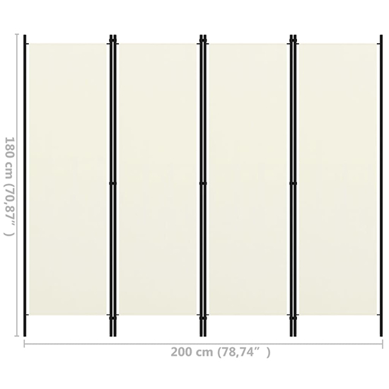 Barbel Fabric 4 Panels 200cm x 180cm Room Divider In White_6