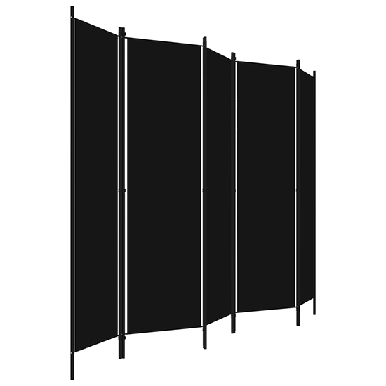 Barbel Fabric 5 Panels 250cm x 180cm Room Divider In Black_3
