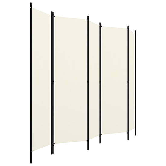 Barbel Fabric 5 Panels 250cm x 180cm Room Divider In White_3
