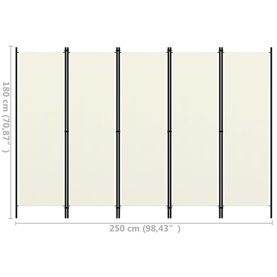 Barbel Fabric 5 Panels 250cm x 180cm Room Divider In White_6