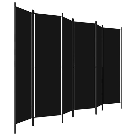 Barbel Fabric 6 Panels 300cm x 180cm Room Divider In Black_3