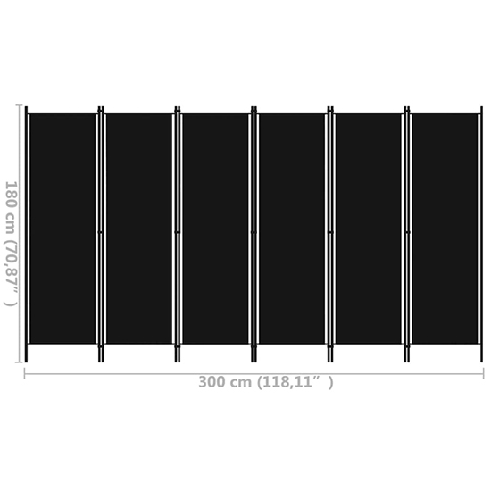 Barbel Fabric 6 Panels 300cm x 180cm Room Divider In Black_6