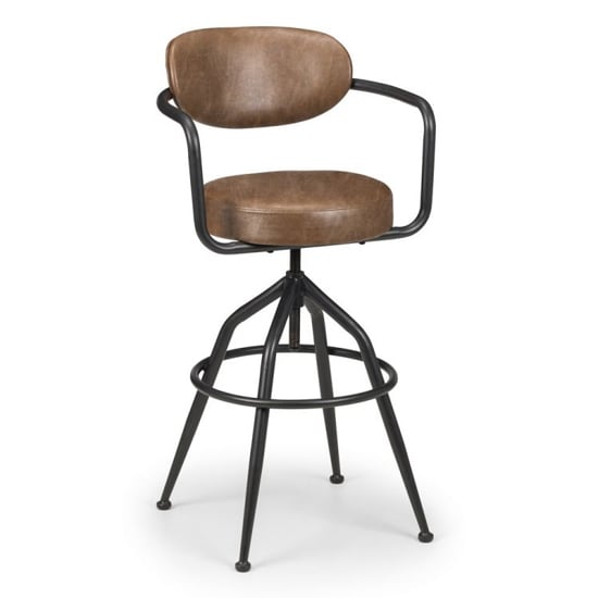 Bachue Faux Leather Leather Bar Stool In Brown_2