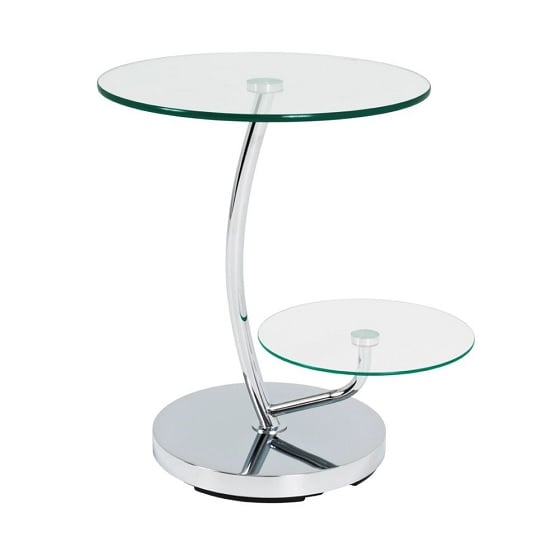 Read more about Barca end table in clear glass tops with chrome base