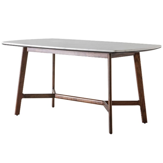 Barcela Round Dining Table With White Marble Top In Walnut Furniture