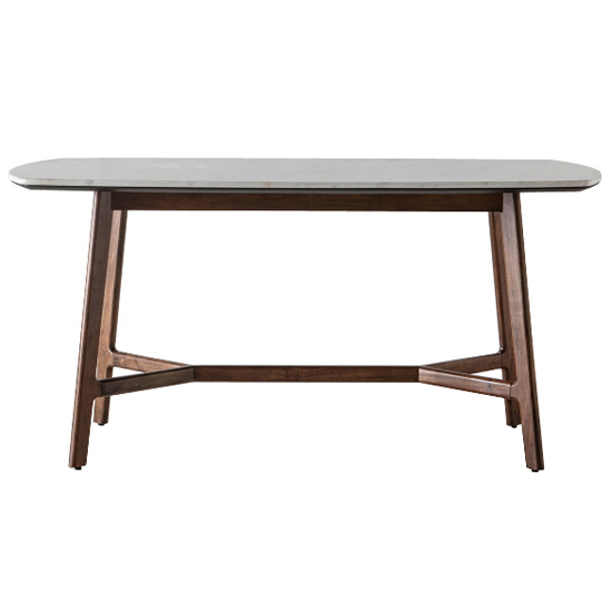 Barcela Wooden Dining Table With White Marble Top In Walnut Furniture