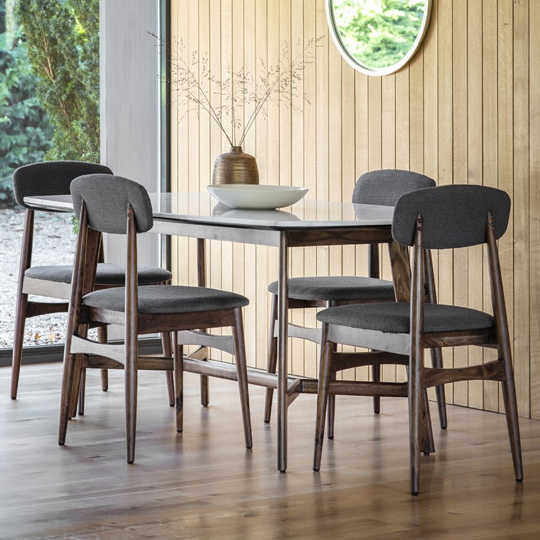 Barcelona Dining Table In Acacia With White Marble Top Furniture