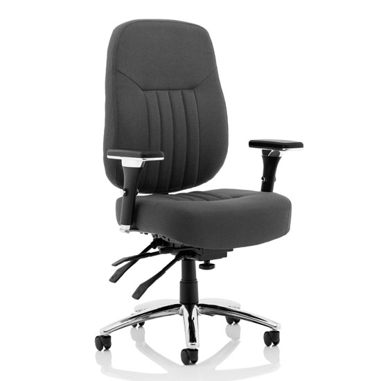 Product photograph of Barcelona Fabric Deluxe Office Chair In Black With Arms from Furniture in Fashion