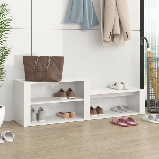 Barcelona High Gloss Hallway Shoe Storage Rack In White