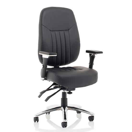 Product photograph of Barcelona Leather Deluxe Office Chair In Black With Arms from Furniture in Fashion