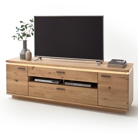 Barcelona LED TV Stand In Planked Oak With 2 Doors 2 Drawers_2