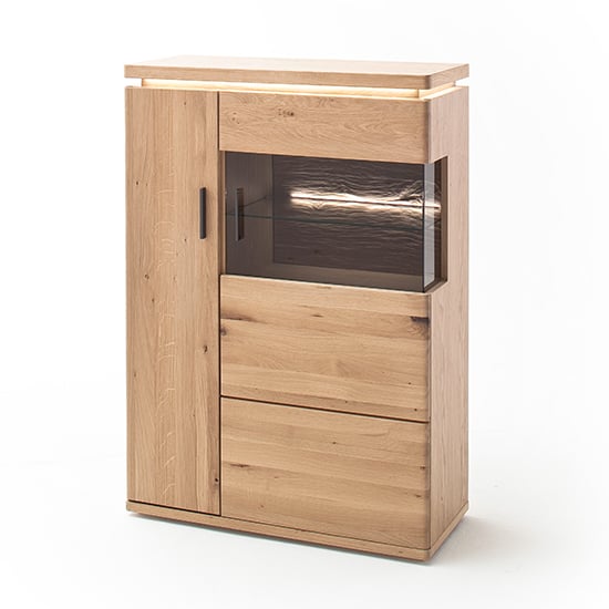 Barcelona LED Wooden Highboard In Planked Oak With 2 Doors_2