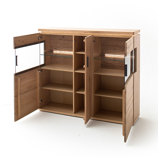 Barcelona LED Wooden Highboard In Planked Oak With 3 Doors_3