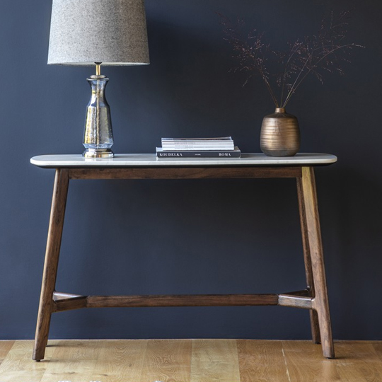 Barcelona Wooden Console Table With Marble Top_2
