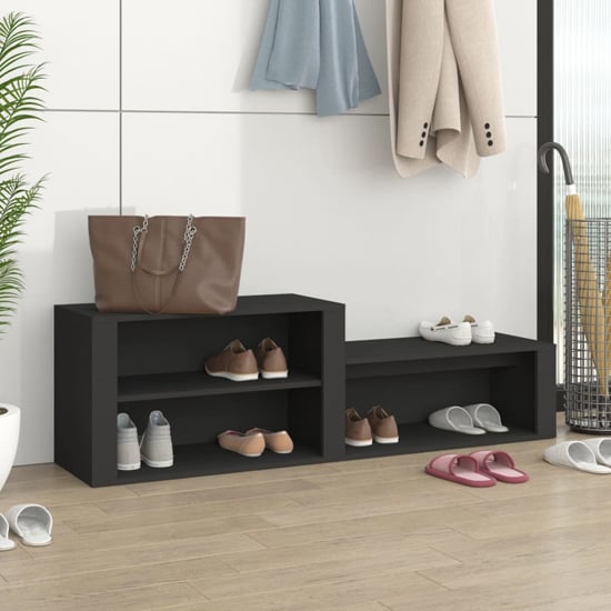 Read more about Barcelona wooden hallway shoe storage rack in black