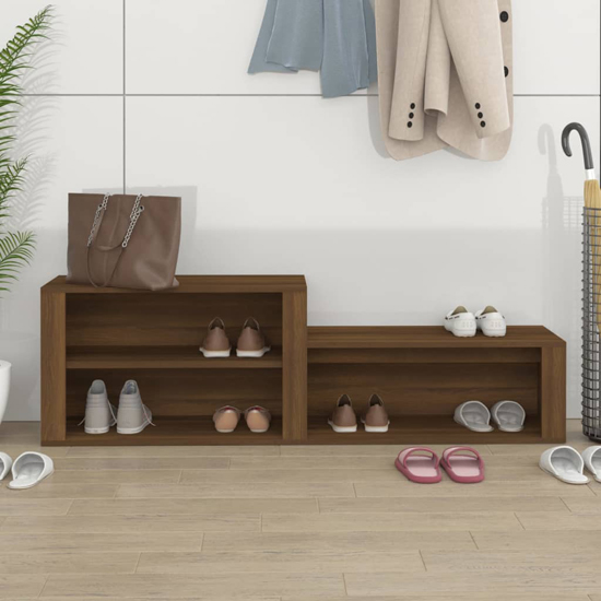 Barcelona Wooden Hallway Shoe Storage Rack In Brown Oak