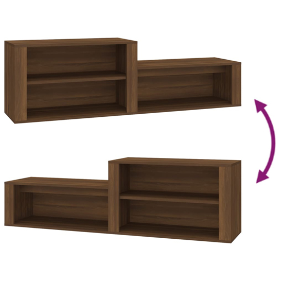 Barcelona Wooden Hallway Shoe Storage Rack In Brown Oak