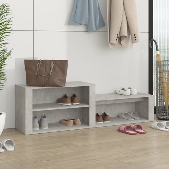 Read more about Barcelona wooden hallway shoe storage rack in concrete effect