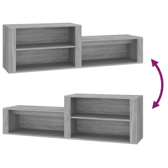 Barcelona Wooden Hallway Shoe Storage Rack In Grey Sonoma Oak