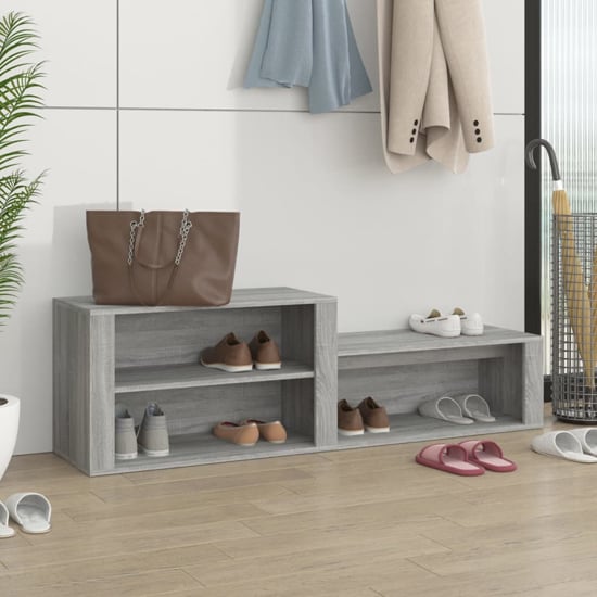 Product photograph of Barcelona Wooden Hallway Shoe Storage Rack In Grey Sonoma Oak from Furniture in Fashion