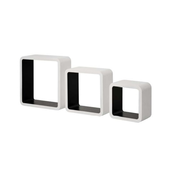 Barcelona Set of 3 Wall Mounted Shelves In White And Black_4